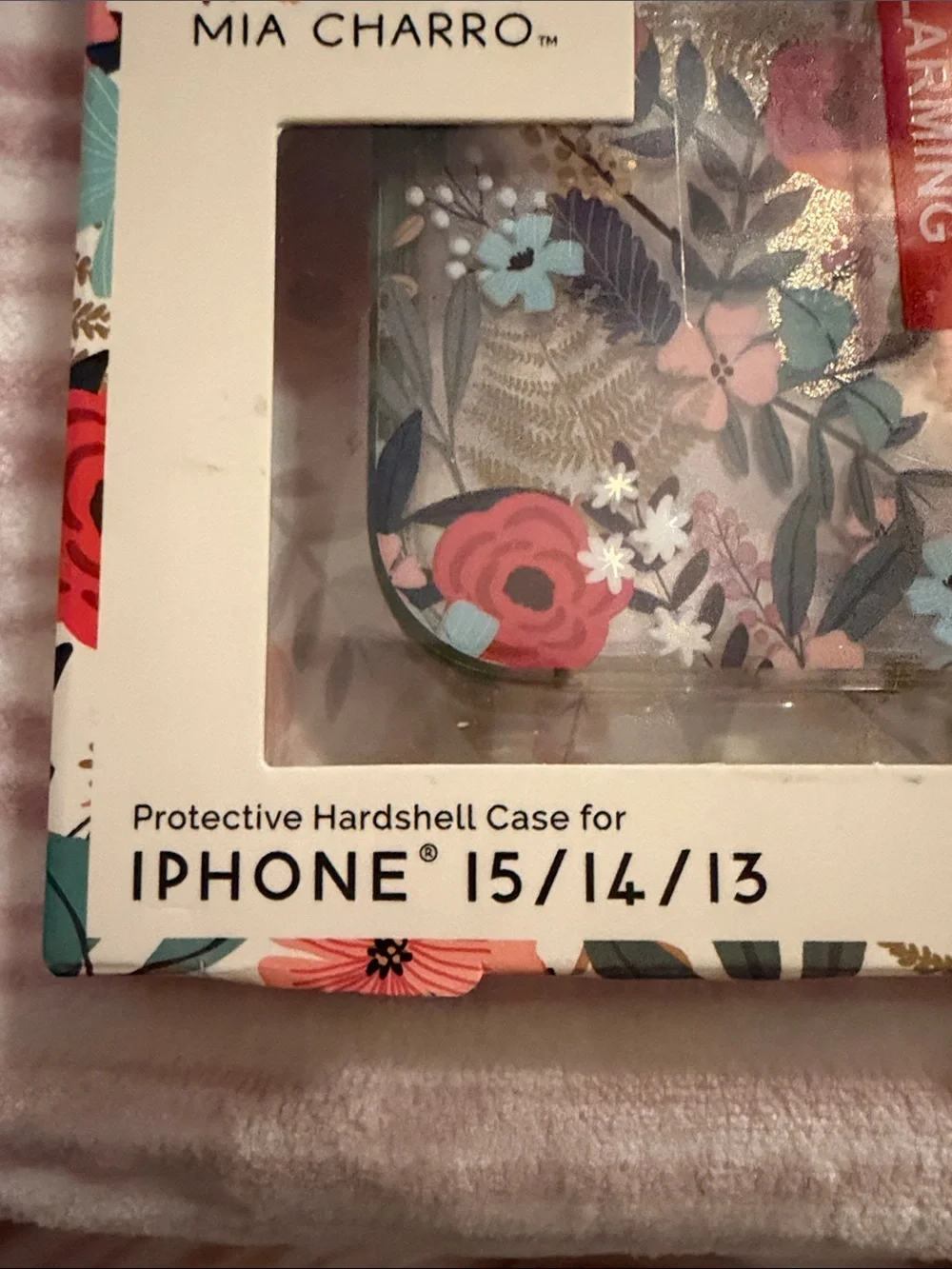 Mia Charro iPhone Case for iPhone 15/14/13 — Clear with Multicolor Flowers NIB